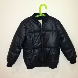 Zara kids boys Faux Fur leather bomber puffer Size  7 or 122 cm Bikercore